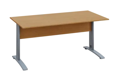 EPK 28 - 16 stůl kancelářský, kovová podnož stříbrná, deska 25 mm, široký 1600 mm, buk Royal